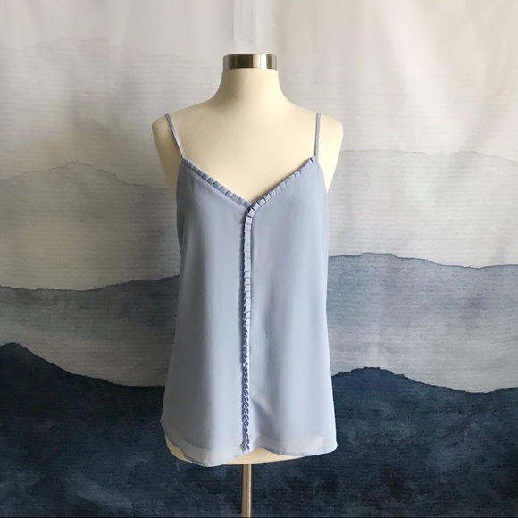 Naked Zebra Tops - Naked Zebra Blue Ruffle Trim Cami Tank Top